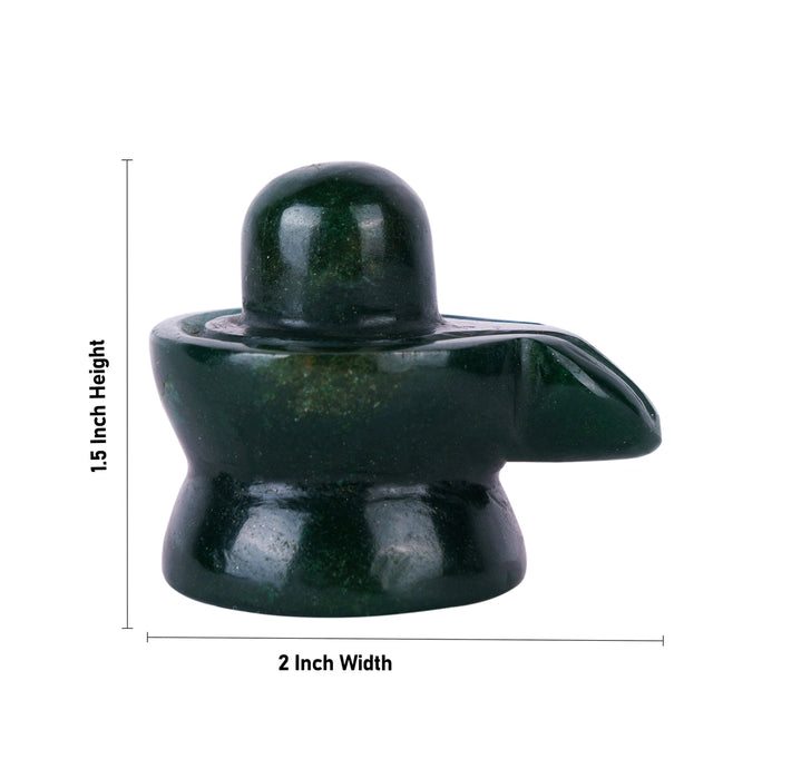 Shivling Murti - 1.5 x 2 Inches | Margaj Shiv Ling Idol / Green Jade Shiva Lingam Statue for Worship