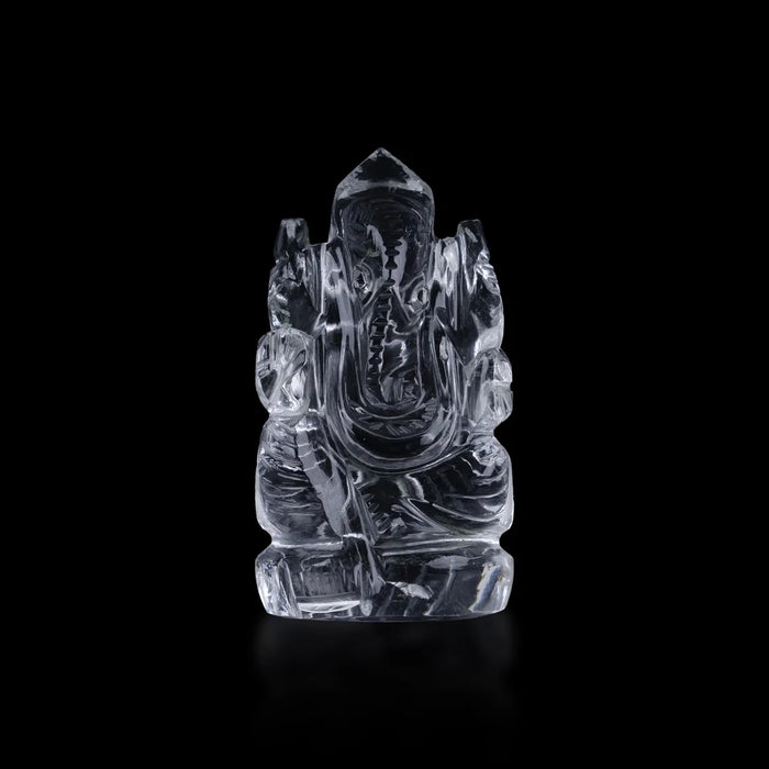 Sphatik Ganesha Murti - 2.25 X 1 Inches | Crystal Stone Idol/ Ganpati Statue For Pooja