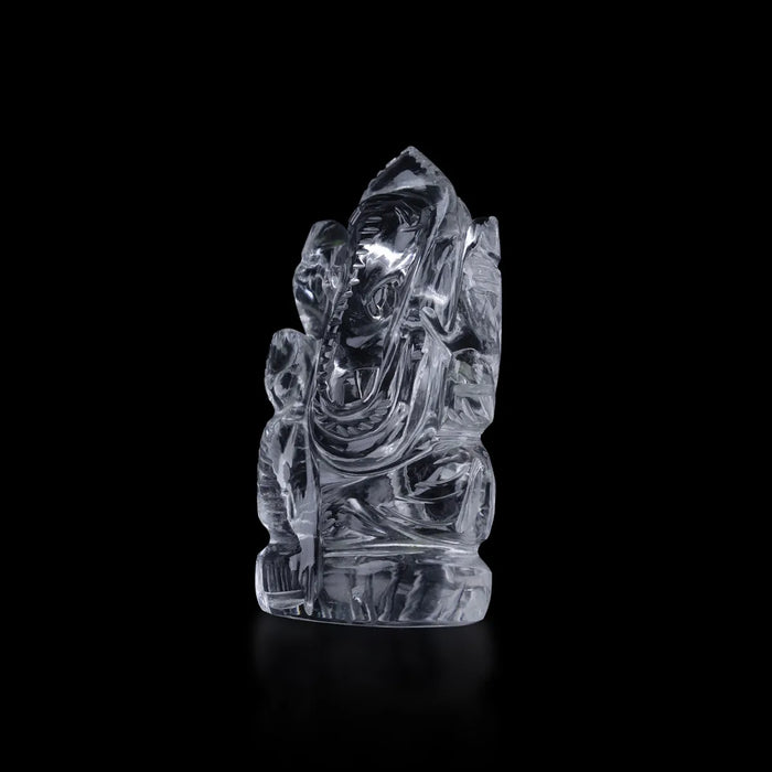 Sphatik Ganesha Murti - 2.25 X 1 Inches | Crystal Stone Idol/ Ganpati Statue For Pooja