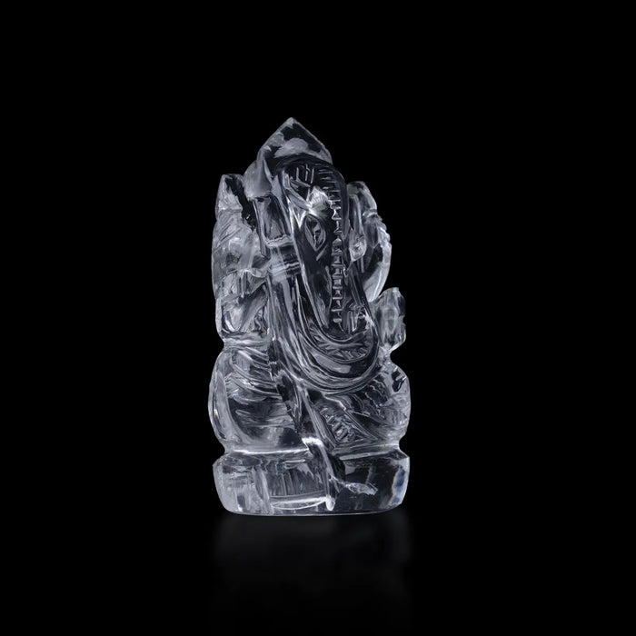 Sphatik Ganesha Murti - 2.25 X 1 Inches | Crystal Stone Idol/ Ganpati Statue For Pooja