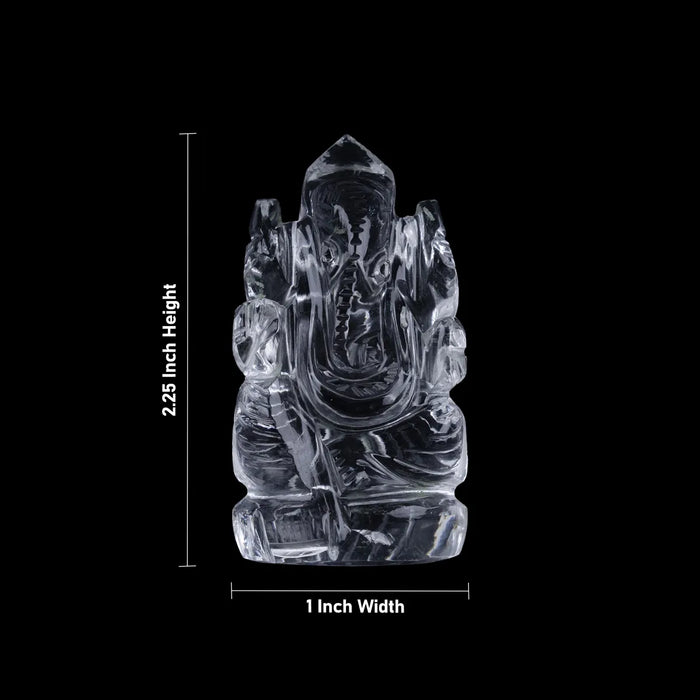 Sphatik Ganesha Murti - 2.25 X 1 Inches | Crystal Stone Idol/ Ganpati Statue For Pooja