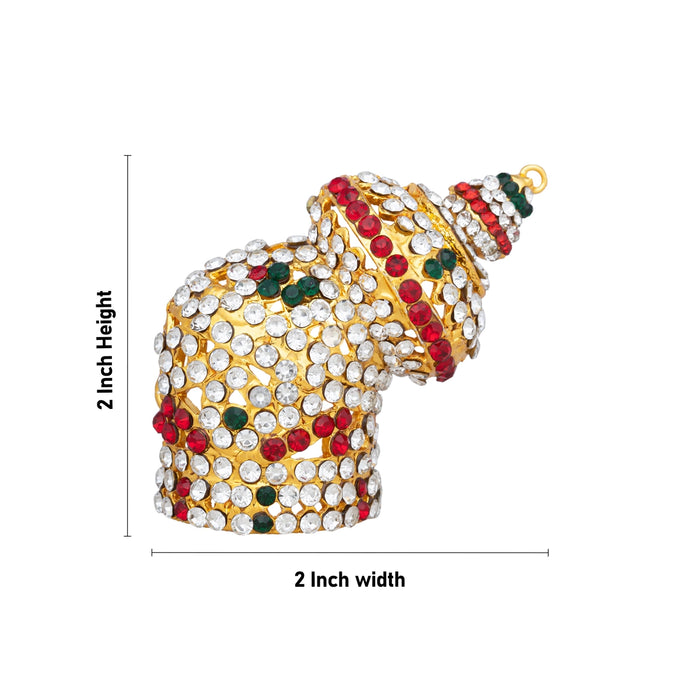 Half Crown - 2 x 2 Inches | Mukut/ Multicolour Stone Kireedam/ Andal Kiridam for Deity