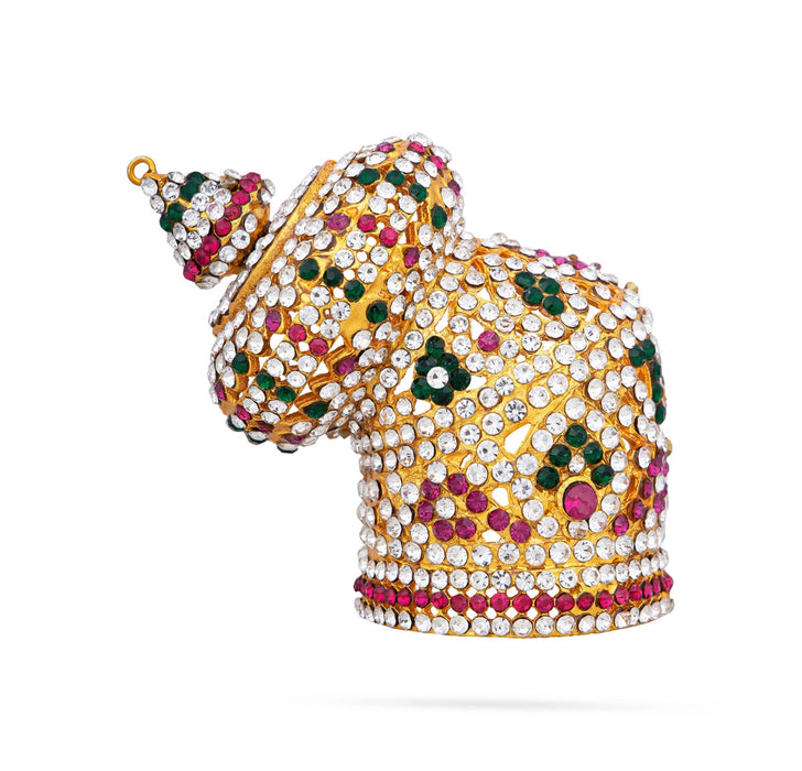 Half Stone Crown - 3 x 2 Inches | Andal Kiridam/ Mukut/ Multicolour Stone Kireedam for Deity Decor