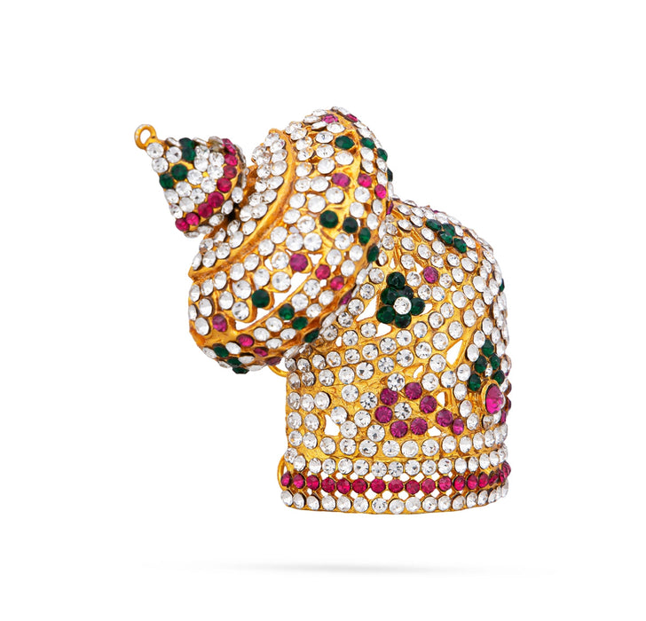 Half Stone Crown - 3 x 2 Inches | Andal Kiridam/ Mukut/ Multicolour Stone Kireedam for Deity Decor