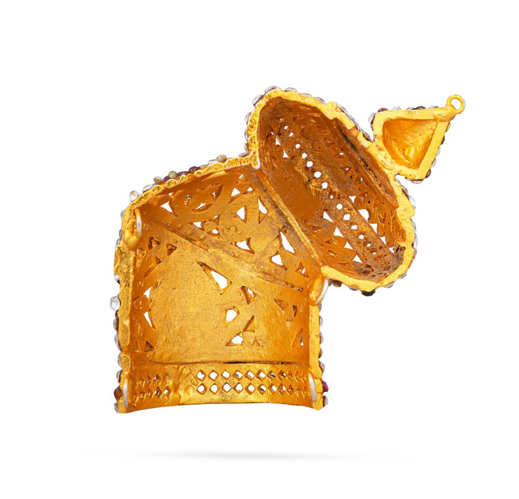 Half Stone Crown - 3 x 2 Inches | Andal Kiridam/ Mukut/ Multicolour Stone Kireedam for Deity Decor