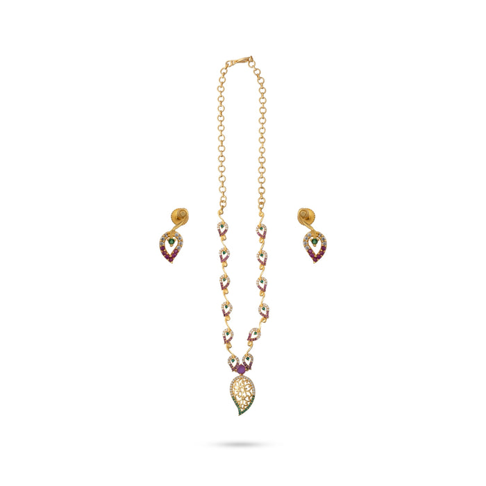 Necklace Earring Set - Gp With Stone