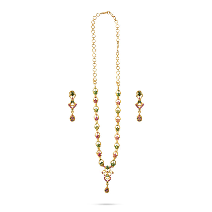 Necklace Earring Set - Gp With Stone