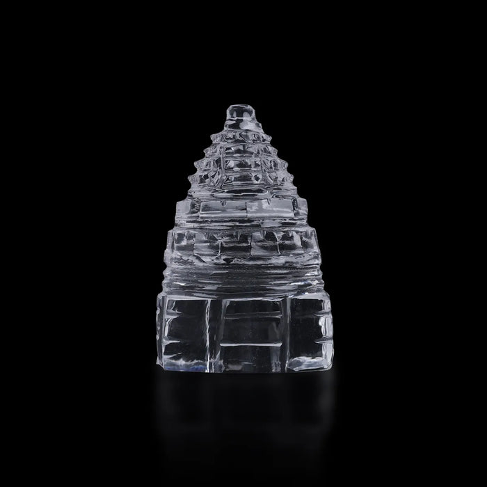 Sphatik Meru Shree Yantram -1.75 Inches | Crystal Meru Yantra/ Sri Chakra For Pooja, Wealth & Positive Energy