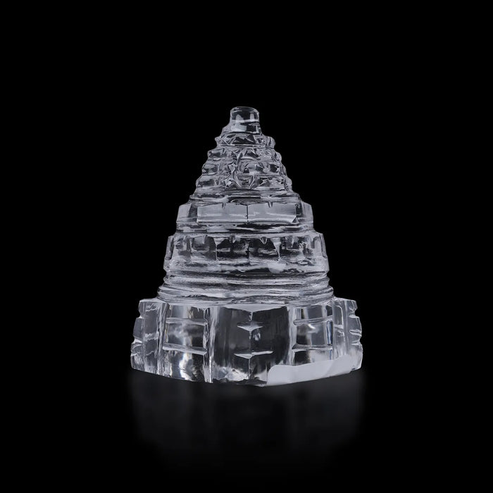 Sphatik Meru Shree Yantram -1.75 Inches | Crystal Meru Yantra/ Sri Chakra For Pooja, Wealth & Positive Energy