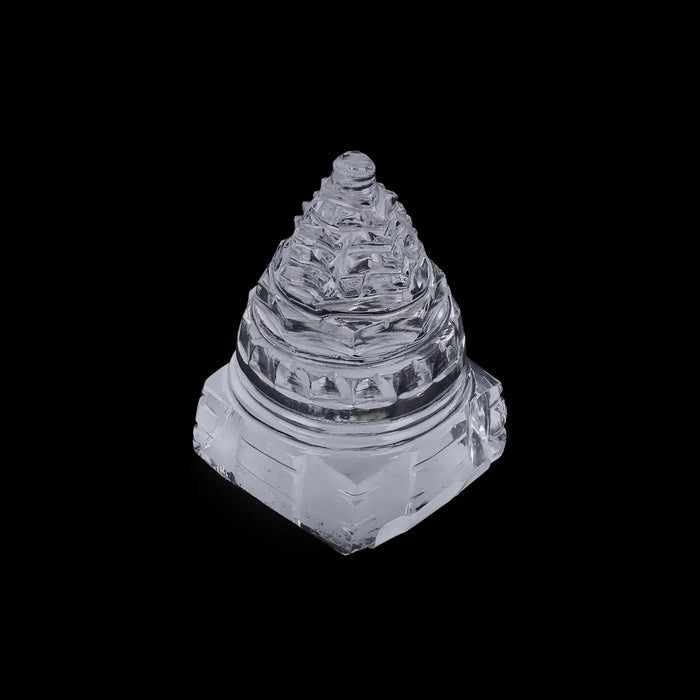 Sphatik Meru Shree Yantram -1.75 Inches | Crystal Meru Yantra/ Sri Chakra For Pooja, Wealth & Positive Energy
