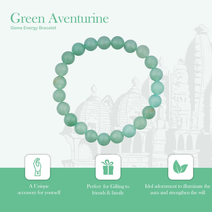 Green Aventurine Bracelet - 2.5 Inches | Elastic Aventurine Crystal Bracelet/ Gemstone Bracelet for Men & Women