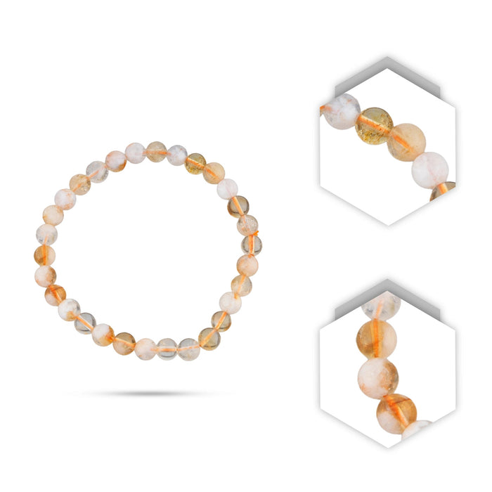 Citrine Bracelet - 2.5 Inches | Citrine Stone Bracelet/ Elastic Citrine Crystal Bracelet for Men & Women