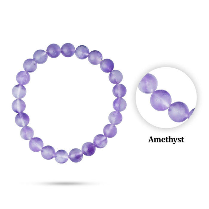 Amethyst Bracelet - 2.5 Inches | Amethyst Bead Bracelet/ Amethyst Crystal Bracelet for Men & Women