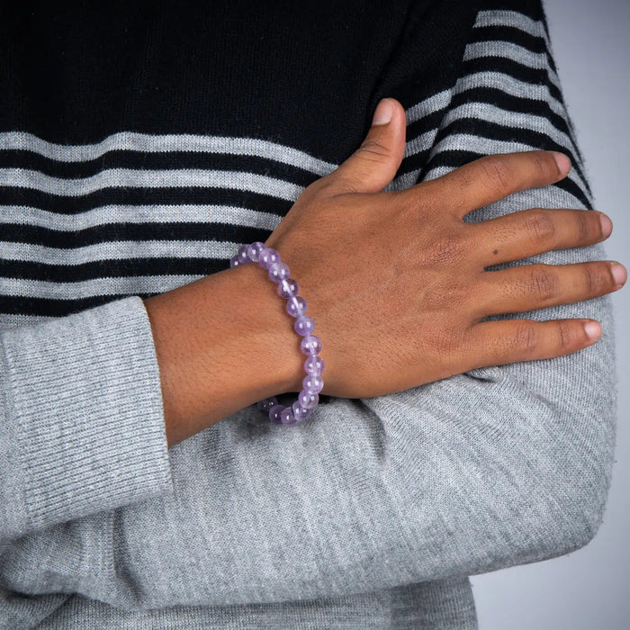 Amethyst Bracelet - 2.5 Inches | Amethyst Bead Bracelet/ Amethyst Crystal Bracelet for Men & Women