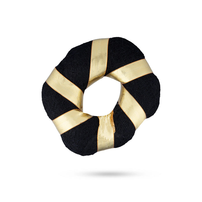 Black Hair Bun - 0.5 x 3 Inches | Hair Ring/ Hair Accessory/ Hair Decor for Deity Decor