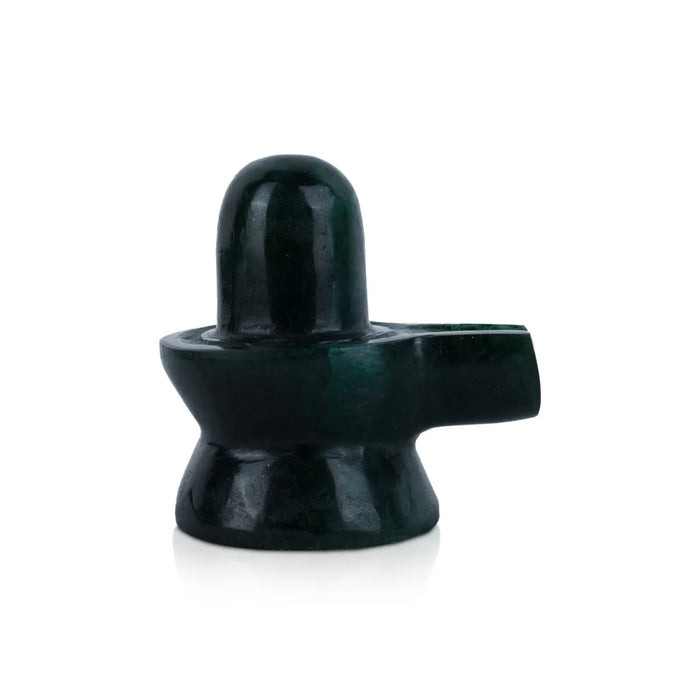 Green Jade ShivLing Murti - 1.25 x 1.25 Inches | Natural Jade Stone Idol/ Shiva Lingam Statue For Pooja & Worship