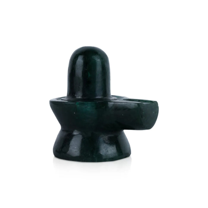 Green Jade ShivLing Murti - 1.25 x 1.25 Inches | Natural Jade Stone Idol/ Shiva Lingam Statue For Pooja & Worship