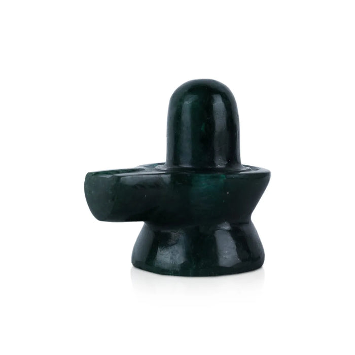 Green Jade ShivLing Murti - 1.25 x 1.25 Inches | Natural Jade Stone Idol/ Shiva Lingam Statue For Pooja & Worship