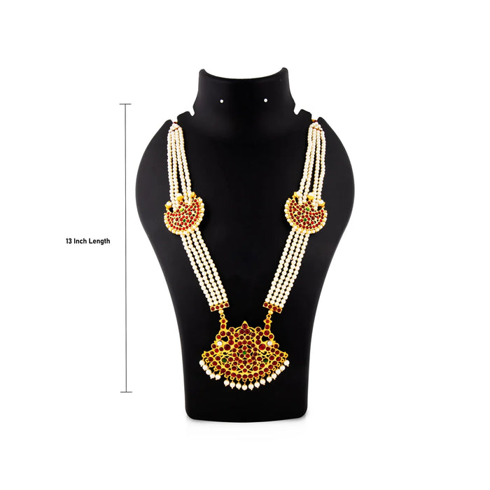 Kemp Moti Mala - 13 Inches | 4 Line Haram/ Kemp Jewellery for Dance