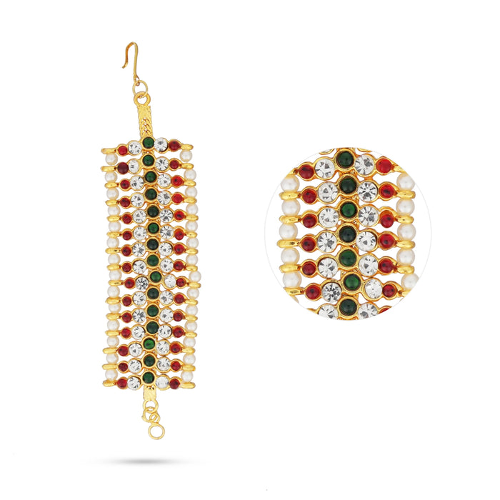 Kemp Earring Mattal Pair - 3 Inches | Ear Chain/ Multicolour Stone Earring Chain For Weddings And Dance
