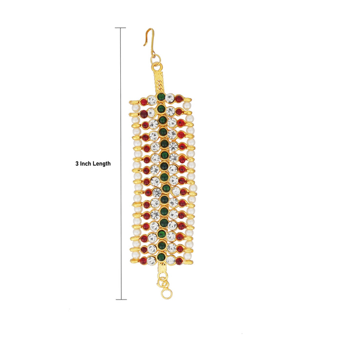 Kemp Earring Mattal Pair - 3 Inches | Ear Chain/ Multicolour Stone Earring Chain For Weddings And Dance