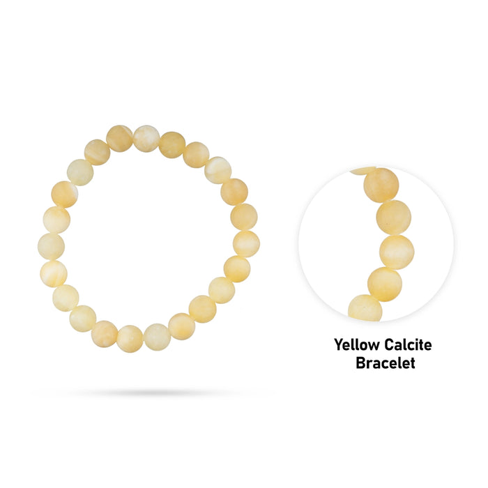 Yellow Calcite Bracelet - 2.5 Inches | Yellow Calcite Crystal Bracelet/ Calcite Stone Hand Band For Positive Energy