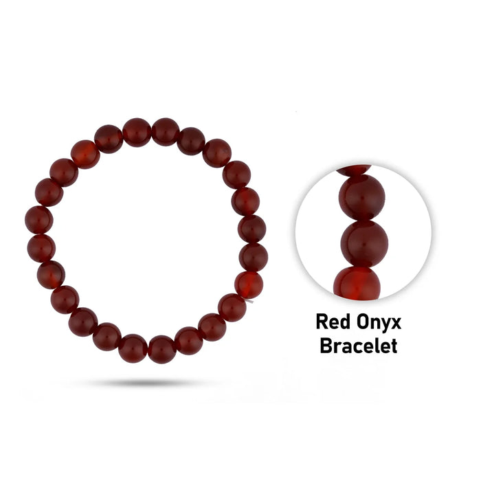 Red Onyx Bracelet - 2.5 Inches | Red Onyx Gemstone Bracelet/ Crystal Jewellery for Men & Women