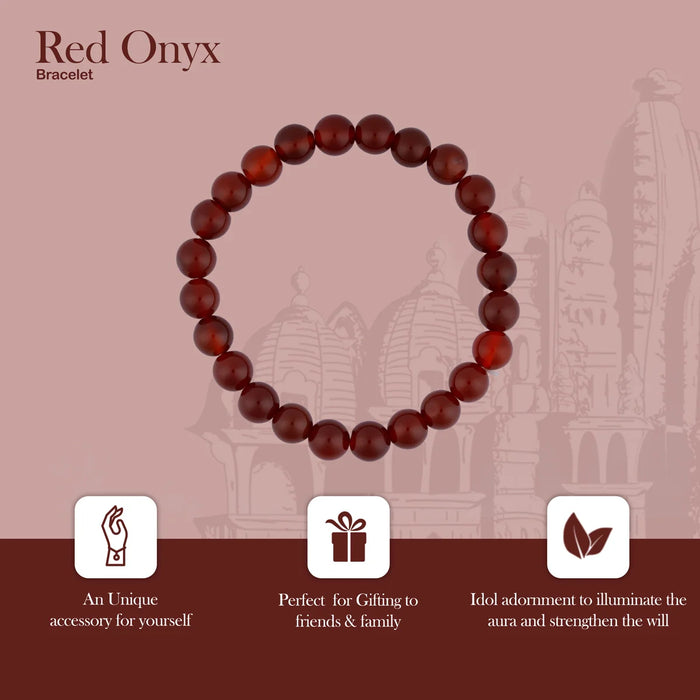 Red Onyx Bracelet - 2.5 Inches | Red Onyx Gemstone Bracelet/ Crystal Jewellery for Men & Women