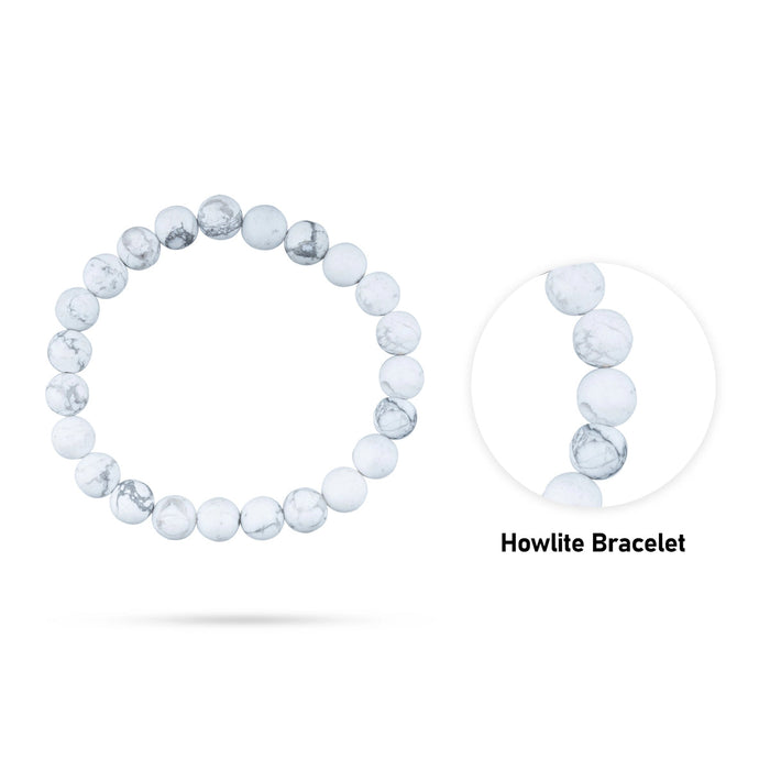 White Howlite Bracelet - 2.5 Inches | Howlite Stone Bracelet/ Howlite Crystal Bracelet for Control Emotions