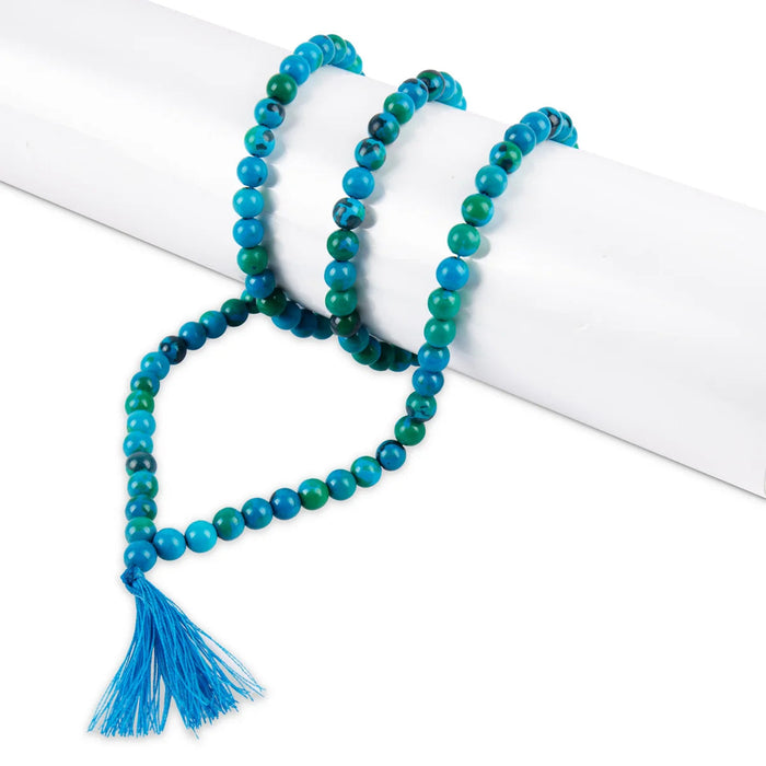 Chrysocolla Mala - 16 Inches | Crystal Mala/ Gemstone Mala For Inner Peace And Emotional Healing