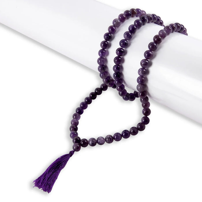 Brazilian Amethyst Mala - 19 Inches | Gemstone Mala/ Crystal Mala for Meditation