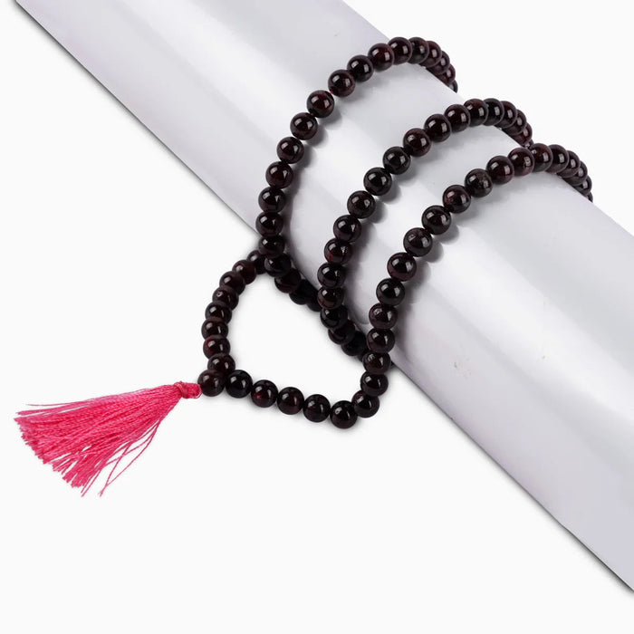 Garnet Mala - 17 Inches | Garnet Stone Mala/ Garnet Mala Beads For Passion And Energetic Rejuvenation