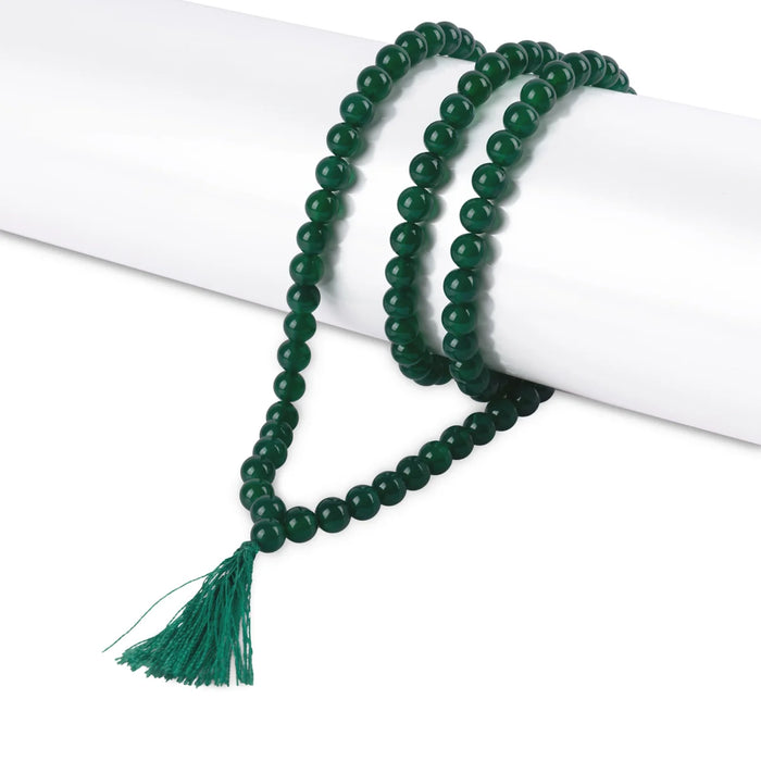 Green Onyx Mala - 19 Inches | Green Onyx Gemstone Mala/ Crystal Mala for Men & Women