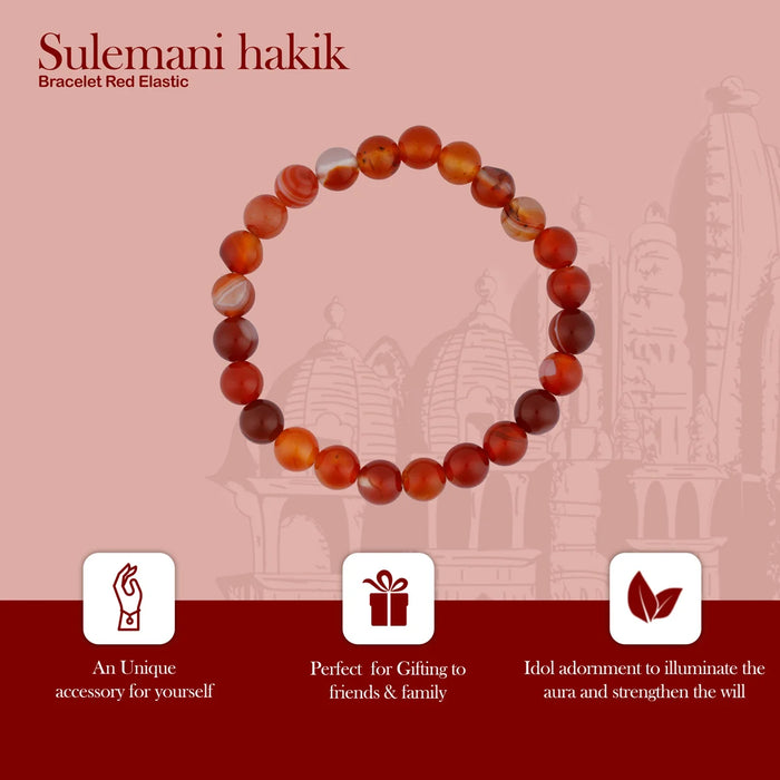 Red Hakik Bracelet - 2.5 Inches | Sulemani Hakik Bracelet/ Crystal Jewellery for Men & Women