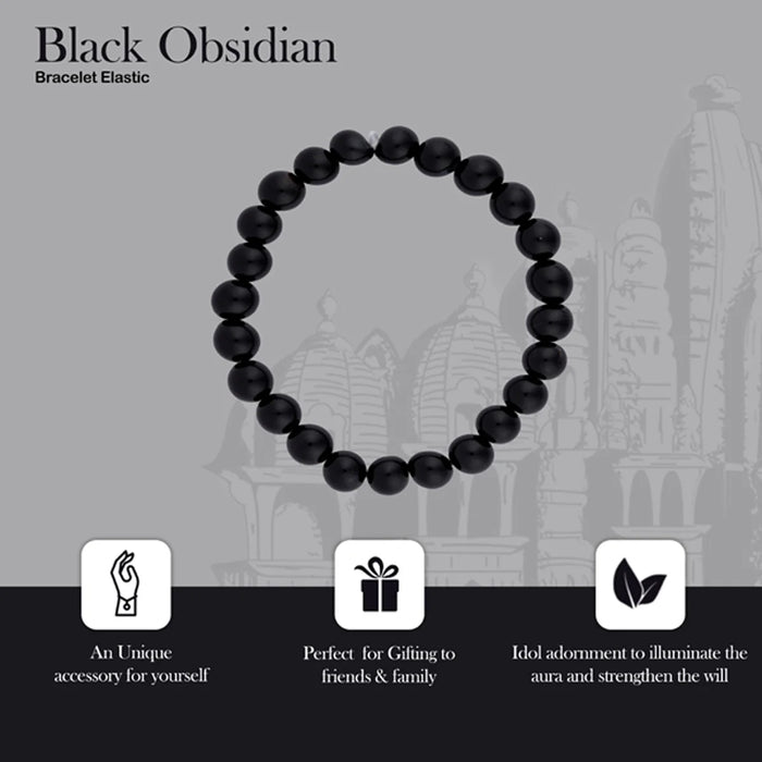 Black Obsidian Bracelet - 2.5 Inches | Crystal Bracelet/ Crystal Jewellery for Men & Women