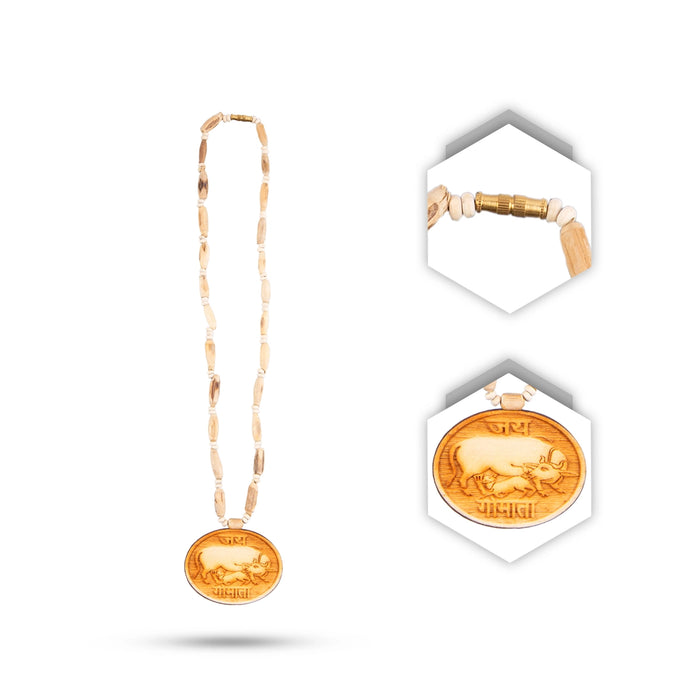 Tulasi Mala with Locket - 11 Inches | Kanthi Mala/ Tulsi Mala with Oval Pendant/ Thulasi Malai