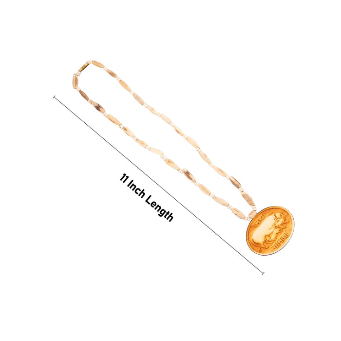 Tulasi Mala with Locket - 11 Inches | Kanthi Mala/ Tulsi Mala with Oval Pendant/ Thulasi Malai