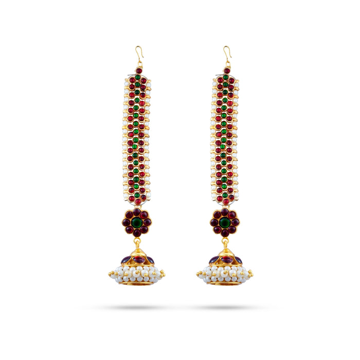 Kemp Jumkha With Mattel - 1.5 X 1.25 Inches | Jumka/ Beads & Stone Jimikki/ Earring Studs For Ethnic Wear