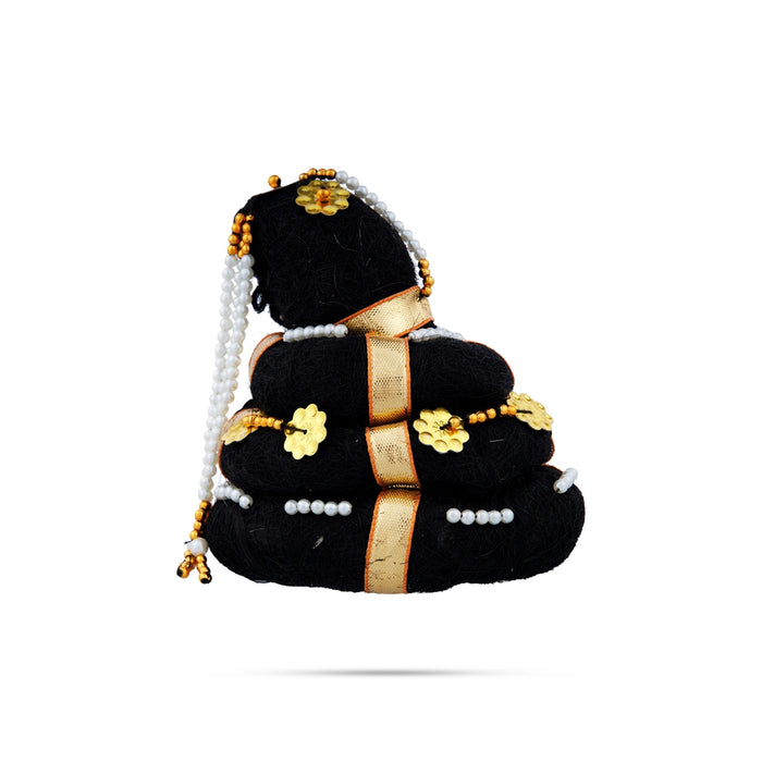 Andal Kondai - 4 Inches | Ring Design Hair Bun/ Moti Beads Artificial Kondai/ Hair Accessory for Deity