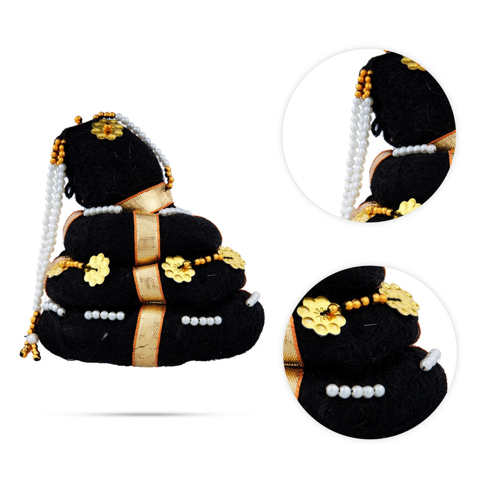 Andal Kondai - 4 Inches | Ring Design Hair Bun/ Moti Beads Artificial Kondai/ Hair Accessory for Deity