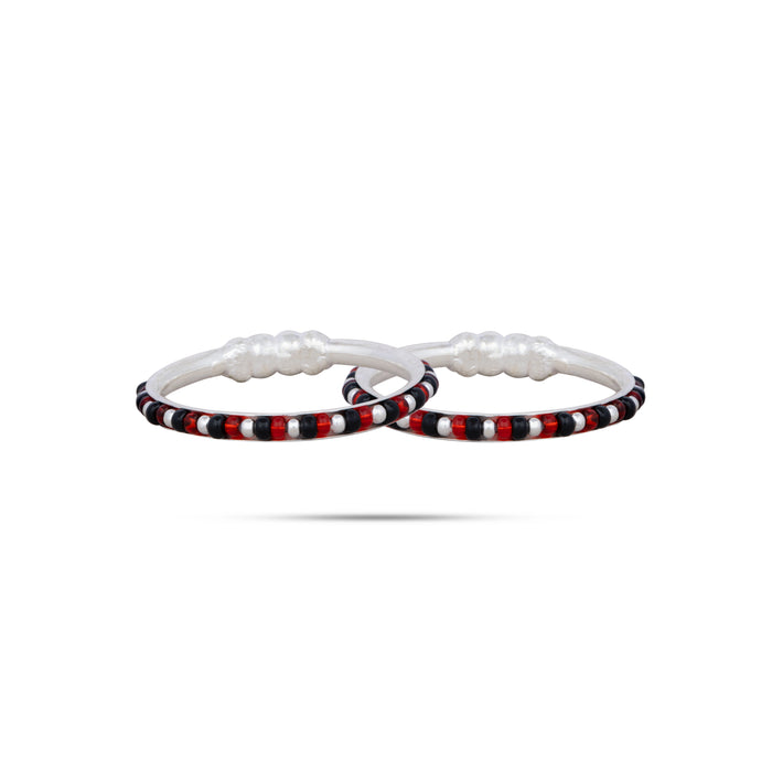 Baby Bangle with Black Beads | Silver Kids Bangle/ Jewellery for Childrens/ 15.47 Gms Approx