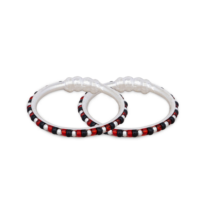 Baby Bangle with Black Beads | Silver Kids Bangle/ Jewellery for Childrens/ 15.47 Gms Approx