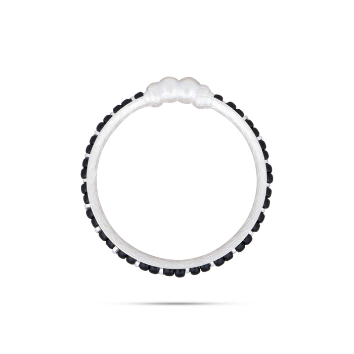 Baby Bangle with Black Beads | Silver Kids Bangle/ Jewellery for Childrens/ 15.47 Gms Approx