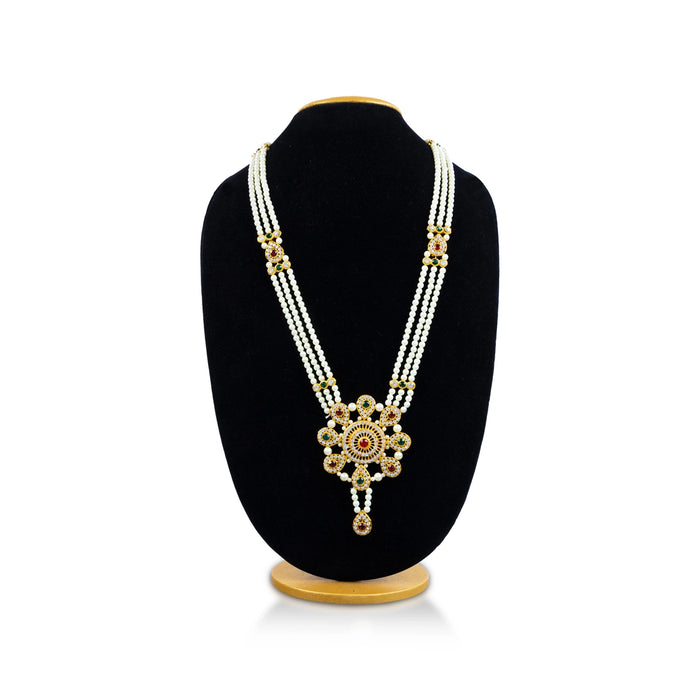 3 Line Moti Mala - 18 Inches | White Beaded Mala/ Artificial Jewellery For Weddings And Women