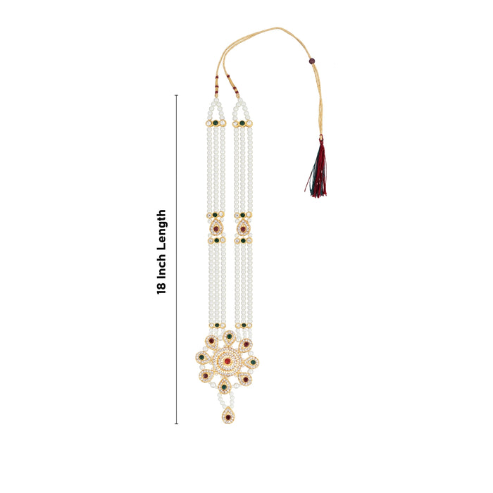 3 Line Moti Mala - 18 Inches | White Beaded Mala/ Artificial Jewellery For Weddings And Women