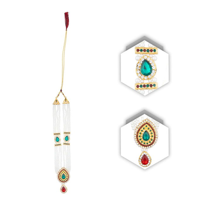 4 Line Moti Mala - 15 Inches | White Beaded Mala/ Artificial Jewellery For Weddings And Women