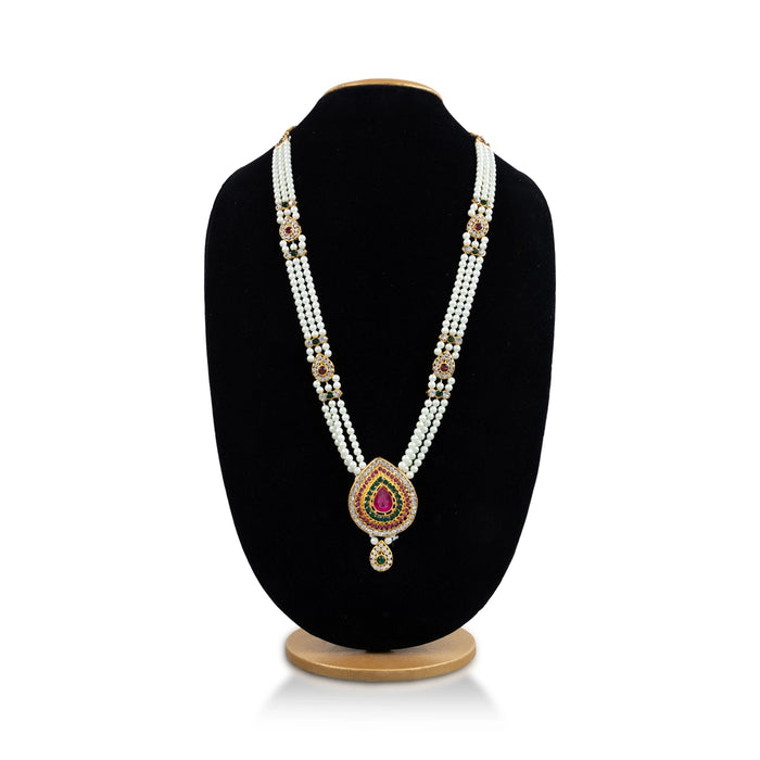 3 Line Moti Mala - 14 Inches | White Beaded Mala/ Artificial Jewellery For Weddings And Women