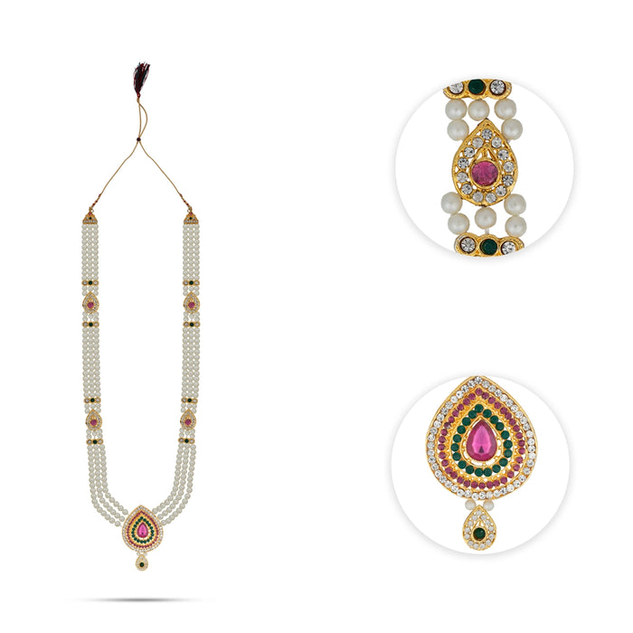 3 Line Moti Mala - 14 Inches | White Beaded Mala/ Artificial Jewellery For Weddings And Women