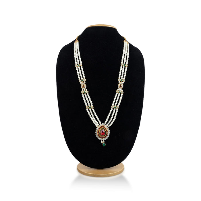 3 Line Moti Mala - 14 Inches | White Beaded Mala/ Artificial Jewellery For Weddings And Women