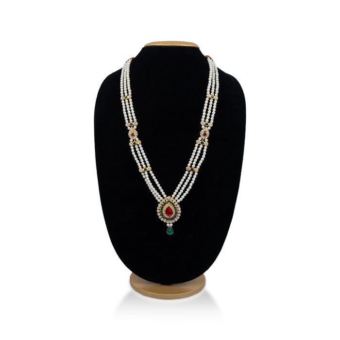 3 Line Moti Mala - 14 Inches | White Beaded Mala/ Artificial Jewellery For Weddings And Women